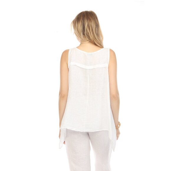 White Asymmetrical sleeveless A Line Top - Picture 3 of 5